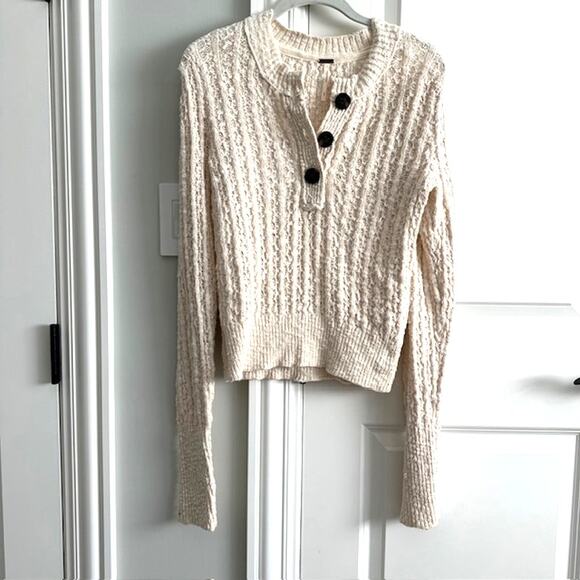 Free People All My Friends Henley Sweater Size: Small Color: Cream - Picture 2 of 8